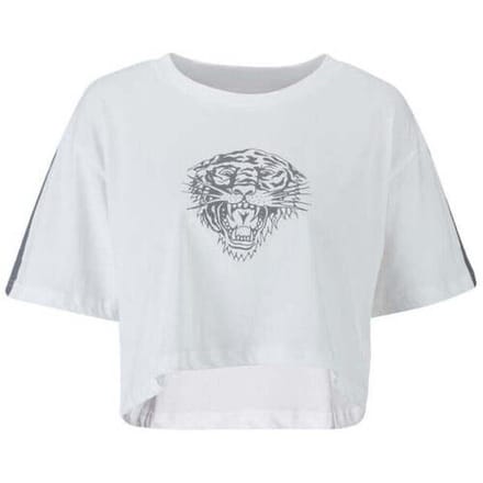 T-shirt Korte Mouw Ed Hardy Tiger Glow Crop Top White