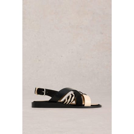 White Stuff Holly Mini Wedge Sandal Pure Black Maat: 3 | Sandalen Outlet | Dames | Zand
