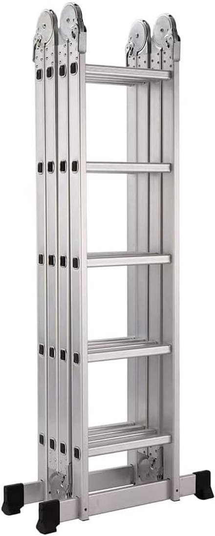 Hingeladder Aluminium - Klapladder Vouwladder - Veilig Klussen - Verstelbaar met Veiligheidssluitingen - 5.8 Meter - Zilver