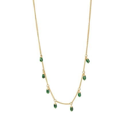 Celesta Silber Anhänger mit Kette 925 Sterling Silber vergoldet Malachit