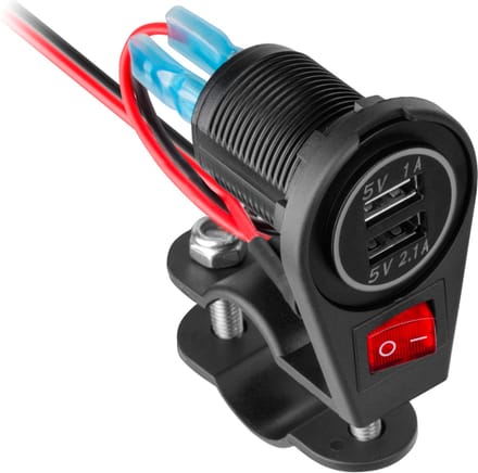 Opbouw lader motor - 2x USB - 12-24V / 3.1A - Met schakelaar