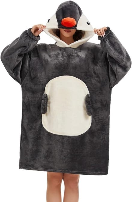 Oversized Draagbare Deken met Mouwen en Capuchon voor Volwassenen en Kinderen