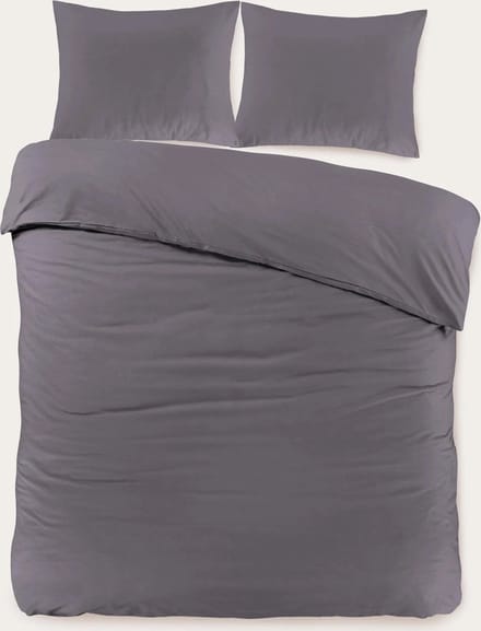 Sleeptime Basic Dekbedovertrek - 240X200/220 + 2 x kussenslopen 60x70 - Antraciet