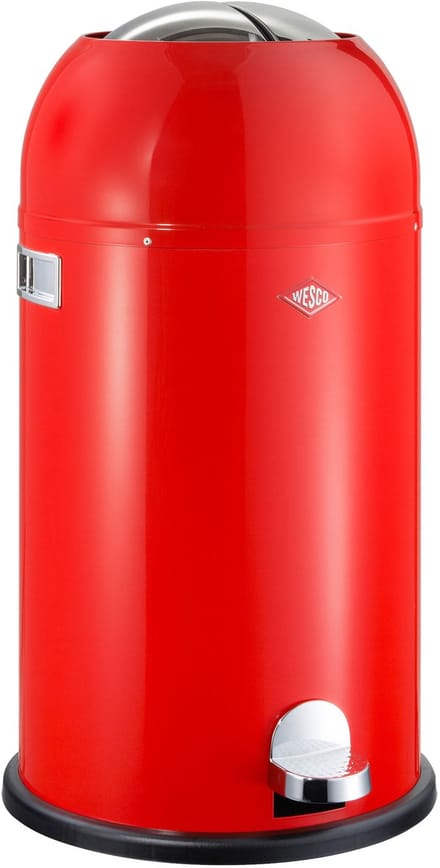 WESCO Kickmaster Prullenbak | Pedaalemmer | 33 Liter | Metaal - Rood | Afvalemmer - Made in Germany