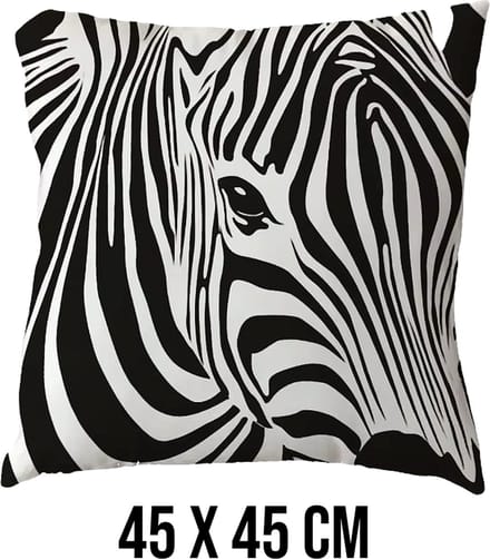 Allernieuwste.nl® Kussenhoes Zebra Zwart Wit 1 Kussen Polyester - Kussenovertrek - 45 x 45 cm %%