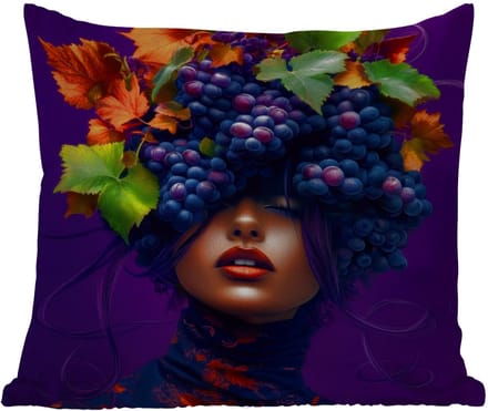Sierkussen Buiten - Vrouw - Paars - Druiven - 60x60 cm - Weerbestendig