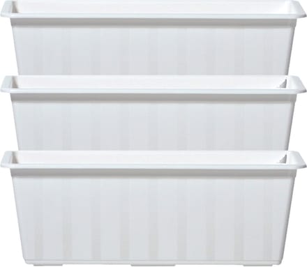 Prosperplast Plantenbak/bloembak/balkonbak Agro - 3x - wit - kunststof - 40 x 18 x 14 cm