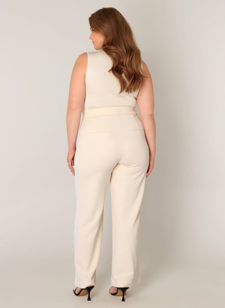 BASE LEVEL CURVY Arah Broek - Light Beige - maat W2(50) / L30