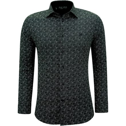 Casual Overhemden Lange Mouw Heren met Print - 3143 - Zwart