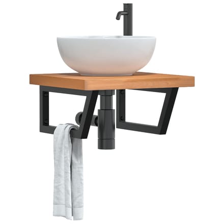 vidaXL - Badkamer - wandschap - staal - en - massief - beukenhout