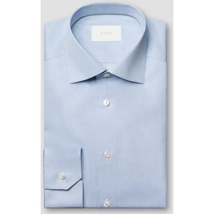 Eton Overhemd Organic Cotton Fine Stripe Pattern Supima 120 Fine Poplin Licht Blauw / male