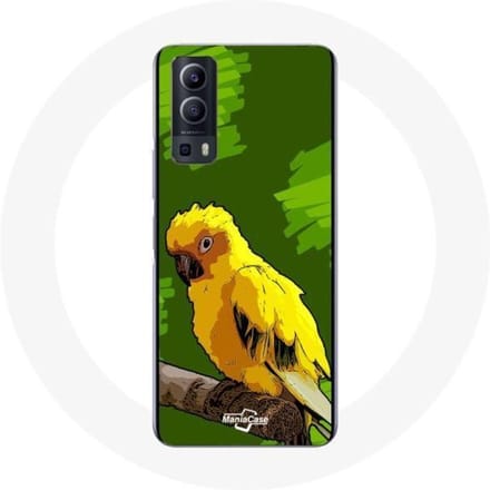 Coque - Vivo - Y72 - Oiseaux de Perruches - Jaune - Souple - Mixte jaune