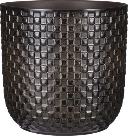 Mica Decorations - Plantenpot/bloempot - Keramiek zwart - D21,5/H20,5 cm