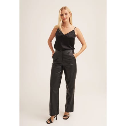 Zwarte fluwelen cami-top met bandjes