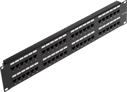 RackMatic - Patchpaneel 48 RJ45 Cat.5e UTP 2U zwart