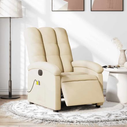 vidaXL - Massagestoel - elektrisch - verstelbaar - stof - crèmekleurig