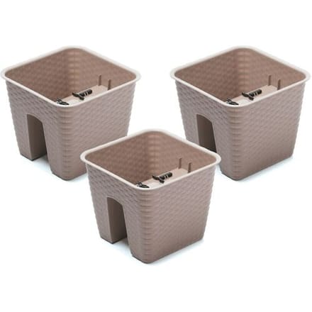 PROSPERPLAST 3 railing bloempotten (Vierkant, Mokka, 27,2 x 27,2 x 22,5 cm)