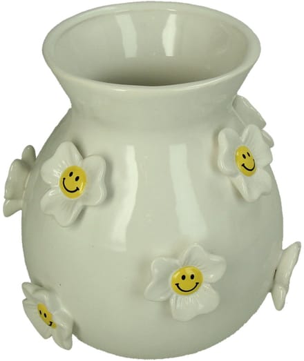 Vase Flower Smiley Dolomite White 19.7x19x20.2cm