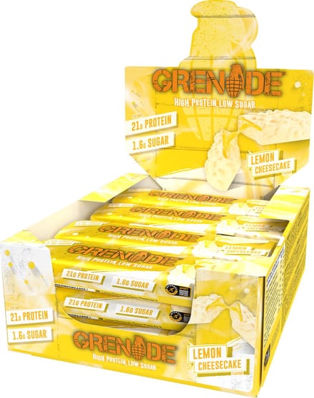 Grenade - High Protein, Low sugar - Protein bar - Lemon Cheesecake - 21g eiwit - 12 x 60g - Eiwitreep - Diverse smaken