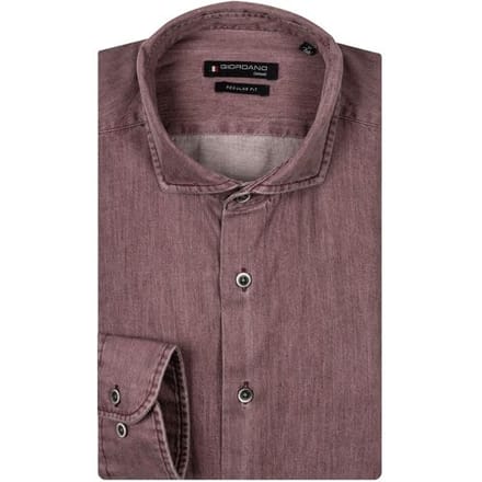 Giordano Overhemd Row Colorful Twill Donker Oker / male