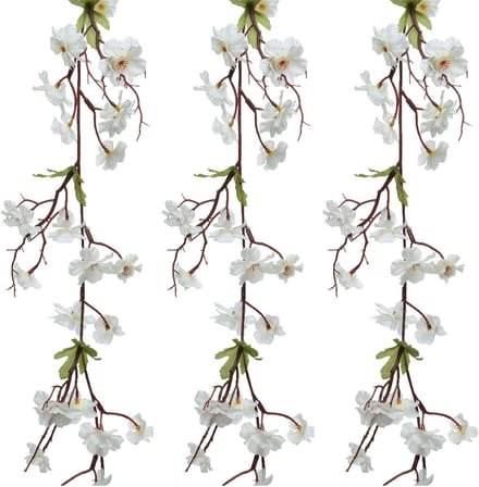 Everlands kunstbloem/bloesem takken slingers - 3x stuks - wit - 187 cm