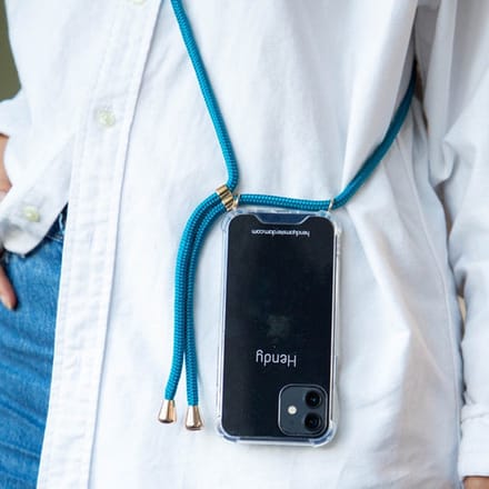 Hendy telefoonhoesje met koord - Classic - Petrol Blue  - iPhone 14 Plus