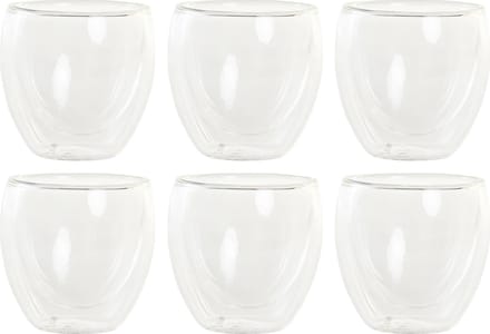 Items Koffieglazen - set 6x - dubbelwandig - espresso glazen - 100 ml