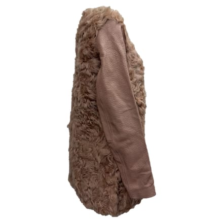 Maje getextureerde shearlingjas van roze lamsleer