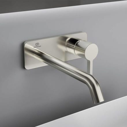 Ideal Standard wall-mounted basin mixer with square rosette, spout 22 cm A7381GN