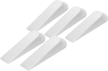 Deurwig - 5x stuks - wit - kunststof - 12 cm - deurstopper
