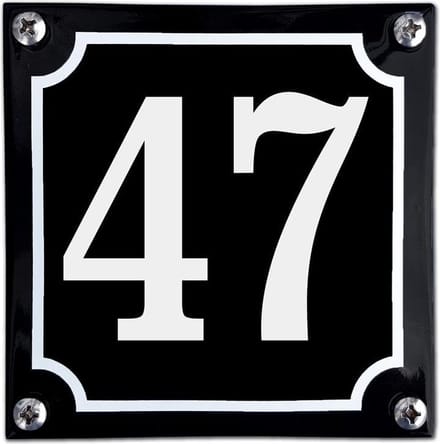 Zwart emaille huisnummer  - 47