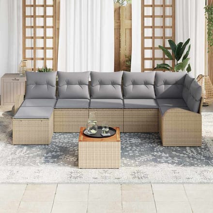 vidaXL - Tuinbank - Set - 8 - st - Beige - poly - rattan