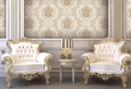 Barok behang ornament goud creme atlas 549-1