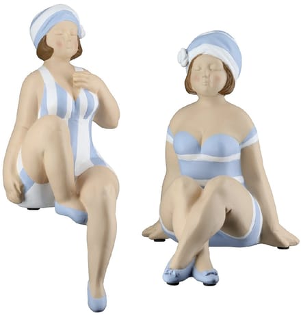 2 figuren vrouwen in badpak Becky blauw/wit