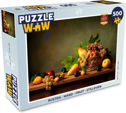 Puzzel Rustiek - Mand - Fruit - Stilleven - Legpuzzel - Puzzel 500 stukjes