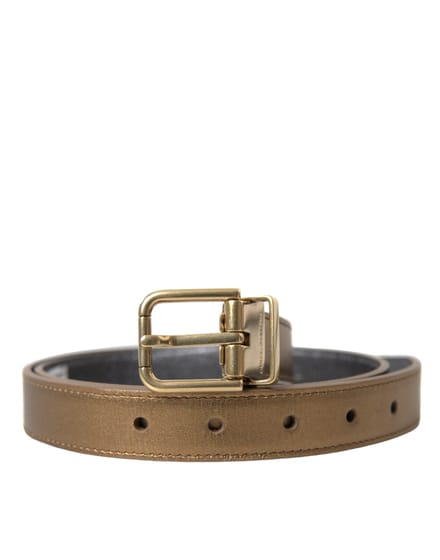 Dolce & Gabbana Metallic Gouden Kalfsleer Metalen Gesp Ceintuur
