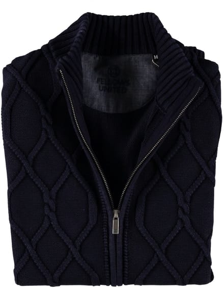 Fellows United Cardigan Vest Cable Overdye Navy (22.1115 - 110)