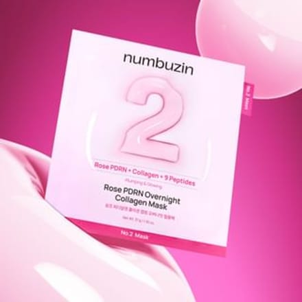 NUMBUZIN Non. 2 Sachets de Film Enveloppant de Nuit Rose PDRN Collagène (5 feuilles), Masque Visage Hydratant, Infusé à la Rose, 5 Feuilles par Paquet, Soin Coréen 5EA