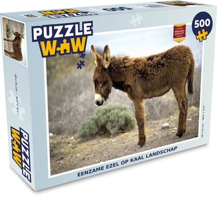 Puzzel Eenzame ezel op kaal landschap - Legpuzzel - Puzzel 500 stukjes