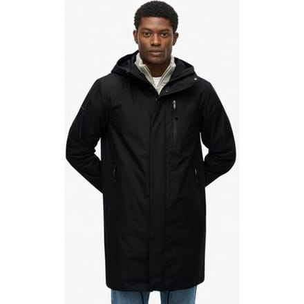 Superdry Tech Parka met Langere Achterkant en Capuchon Black Grootte: S