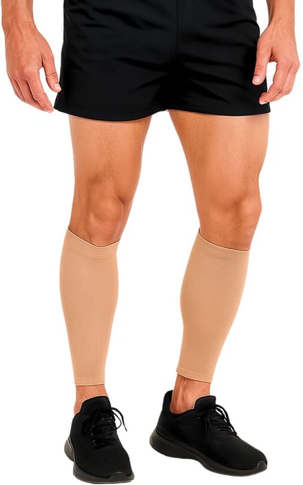 KANGKA Compressie Kuitbrace maat S - Scheenbeen Brace - Calf Compression Sleeve - Elastisch Scheenbeen bandage - Beige