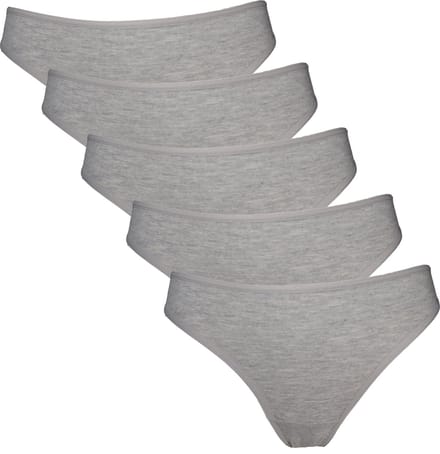 Vanilla - Dames string, Ondergoed dames, Lingerie - 5 stuks - Egyptisch katoen - Grijs - L