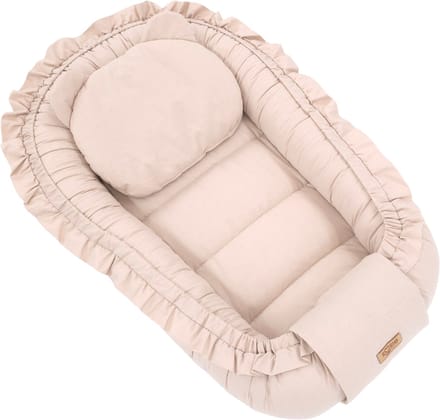 Babynestje - FRILL - Babynest SET met kussen - Beige