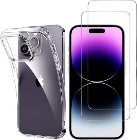 iPhone 15 Pro Max Hoesje backcover Shockproof siliconen Transparant met geïntegreerde magnetische cirkel + 2 gehard glazen screenprotectors + 2 Camera Protector van glas