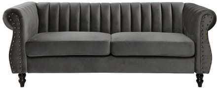 Vente-unique Driezitsbank Chesterfield van fluweel TRUMBO - Antraciet