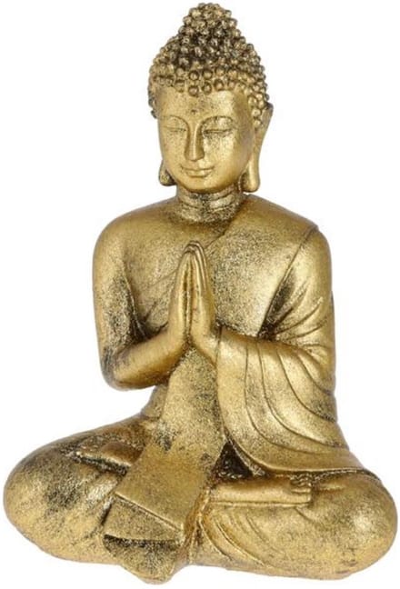 Cepewa Boeddha beeld - goud - binnen - polystone - 12 x 7 x 17 cm - decoratie beeld