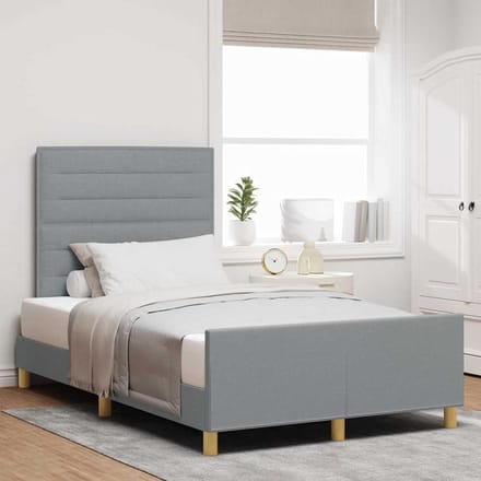 vidaXL - Bedframe - met - hoofdeinde - Lichtgrijs - 120 - x - 190 - cm - Stof