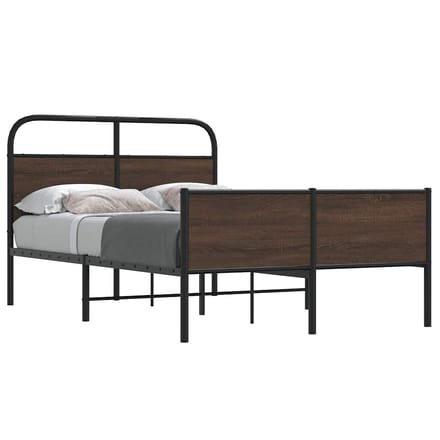 vidaXL - Bedframe - zonder - matras - bewerkt - hout - bruin - eikenkleur - 135x190 - cm