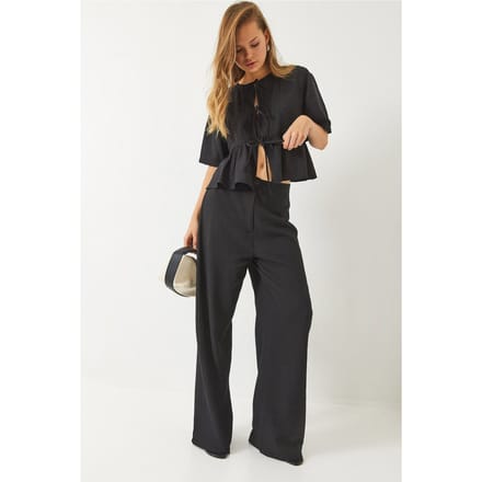 Getextureerde Twee-delige Co-ord Set met Rimpeldetails