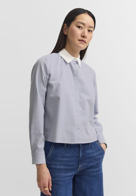Bugatti Damen Blouse van katoen met witte kraag
